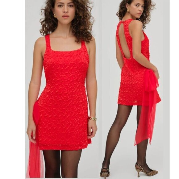 NWOT FOR LOVE AND LEMONS FROSTED ORGANZA MINI DRESS IN RED #2 SIZE S - Picture 2 of 8